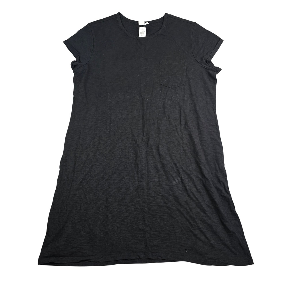 Gap T-Shirt Dress Women XXL Black Slub Cotton Pocket Short Sleeve Lounge Basic